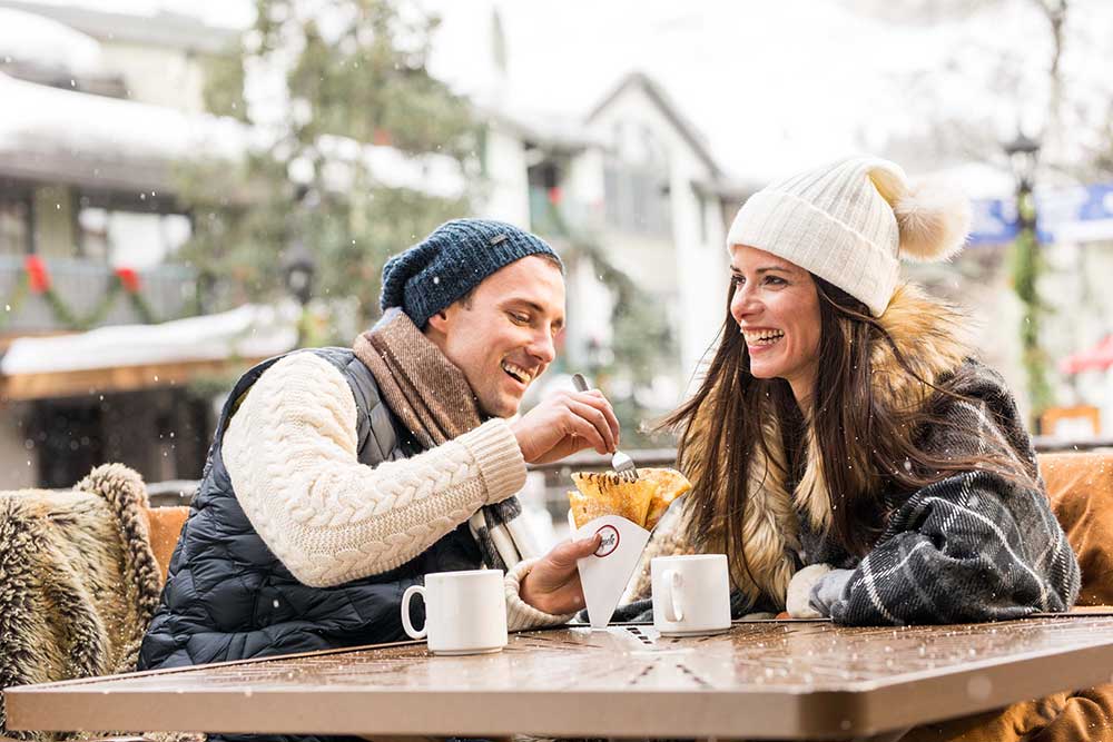 Couple enjoying apres ski in Vail, CO